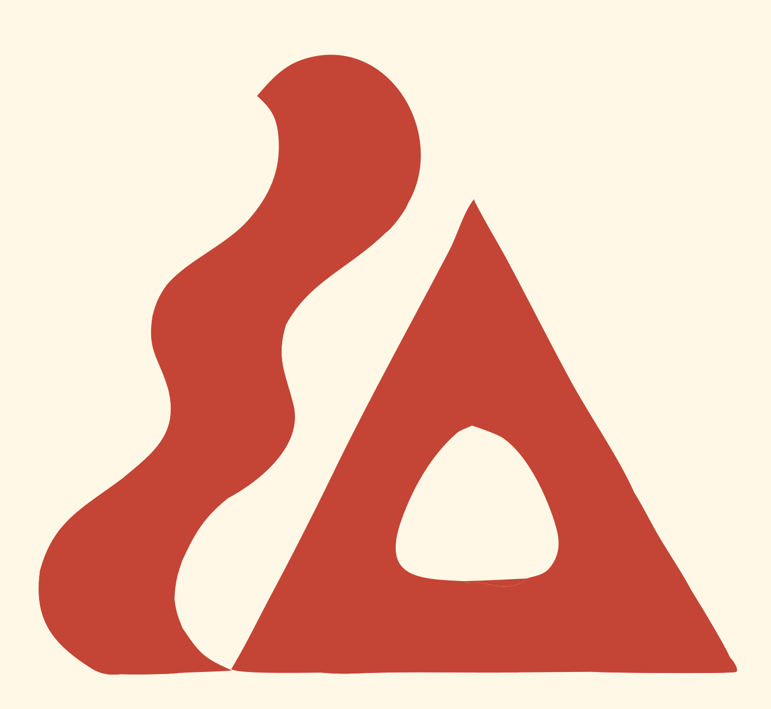 Flame Triangle Cutout Logo #fff8e7/#c44536
