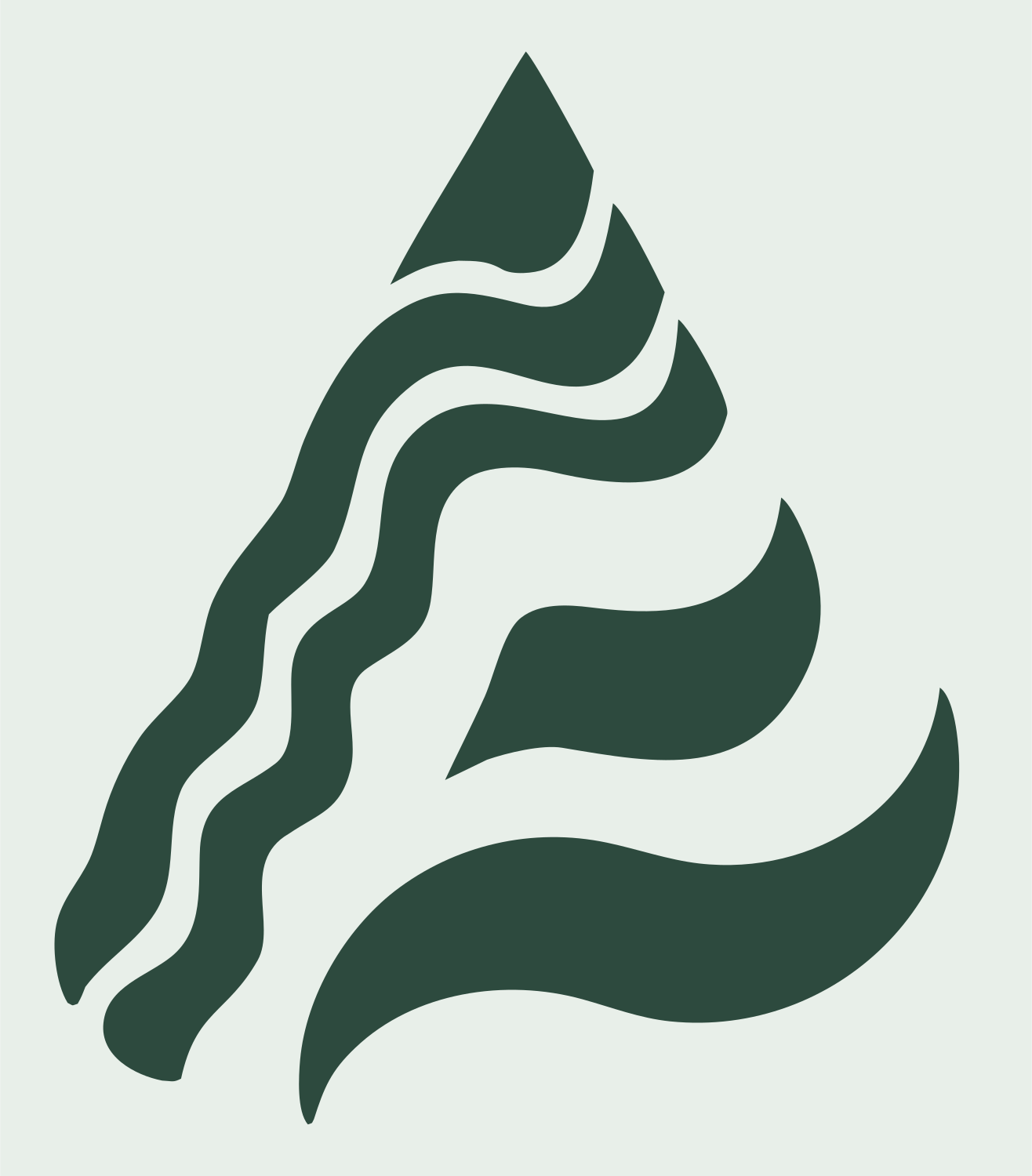 Wavy Flame Triangle Logo #e8efe9/#2d4a3e