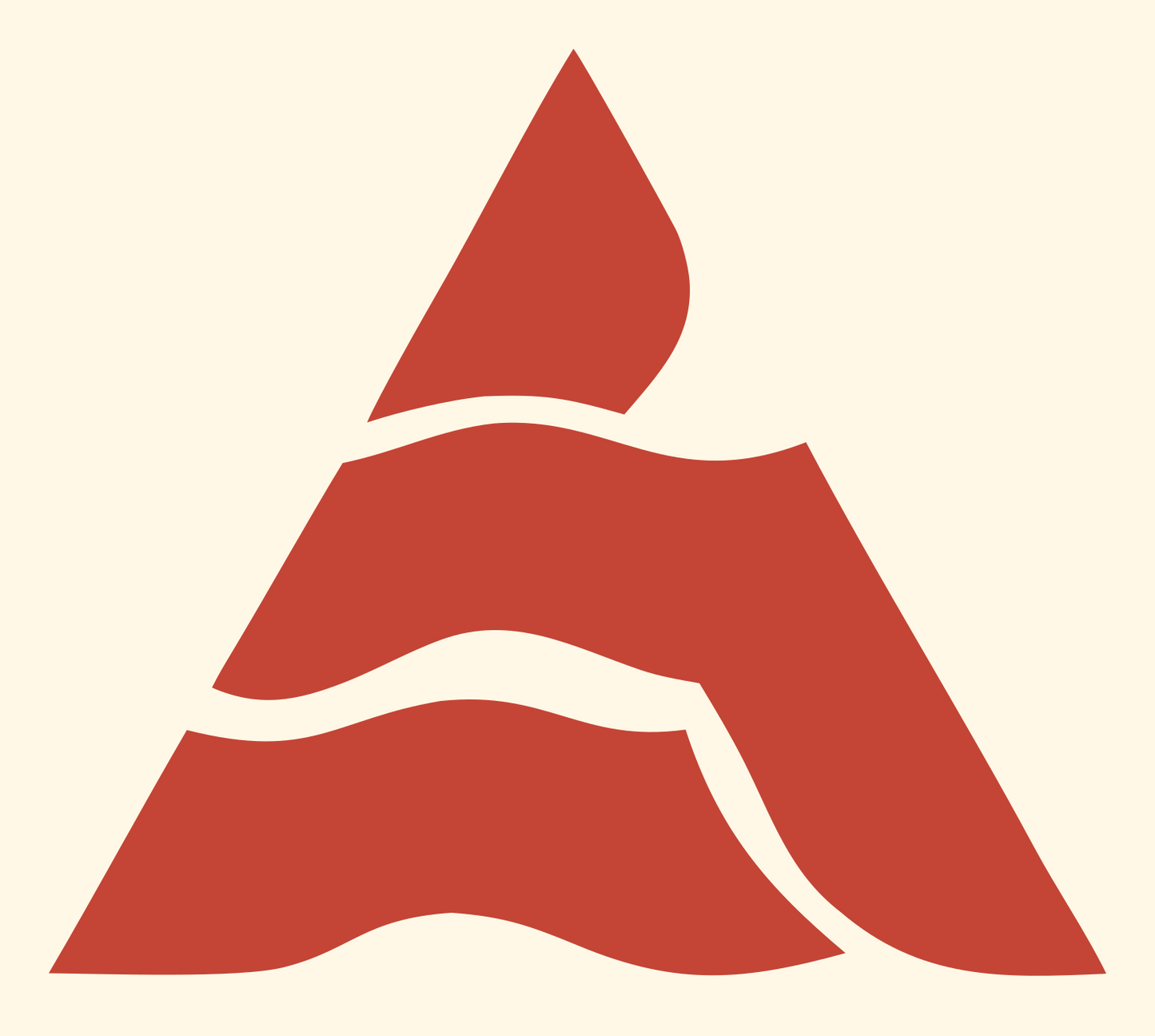 Mountain Snow Wave Logo #fff8e7/#c44536