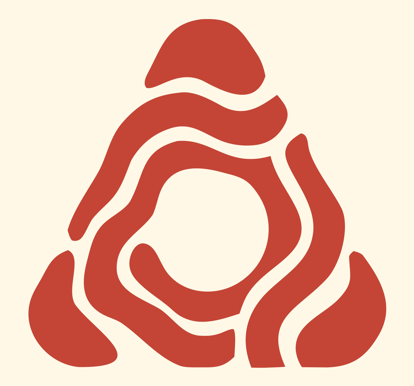 Organic Spiral Triangle Logo #fff8e7/#c44536