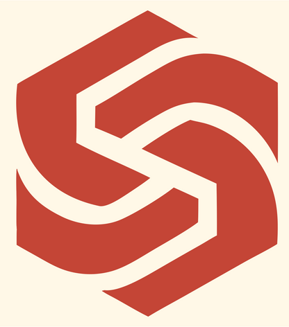 Hexagon Layered Overlap Logo #fff8e7/#c44536