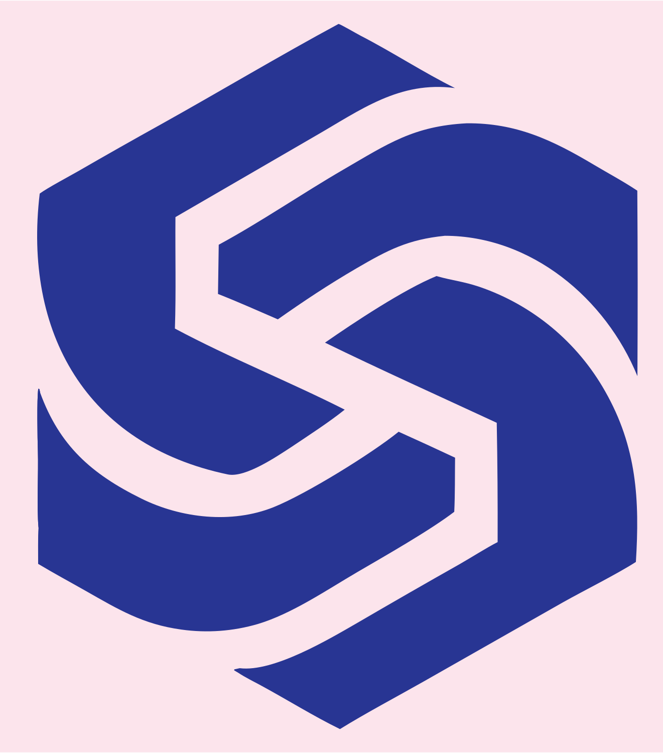 Hexagon Layered Overlap Logo #fce4ec/#283593
