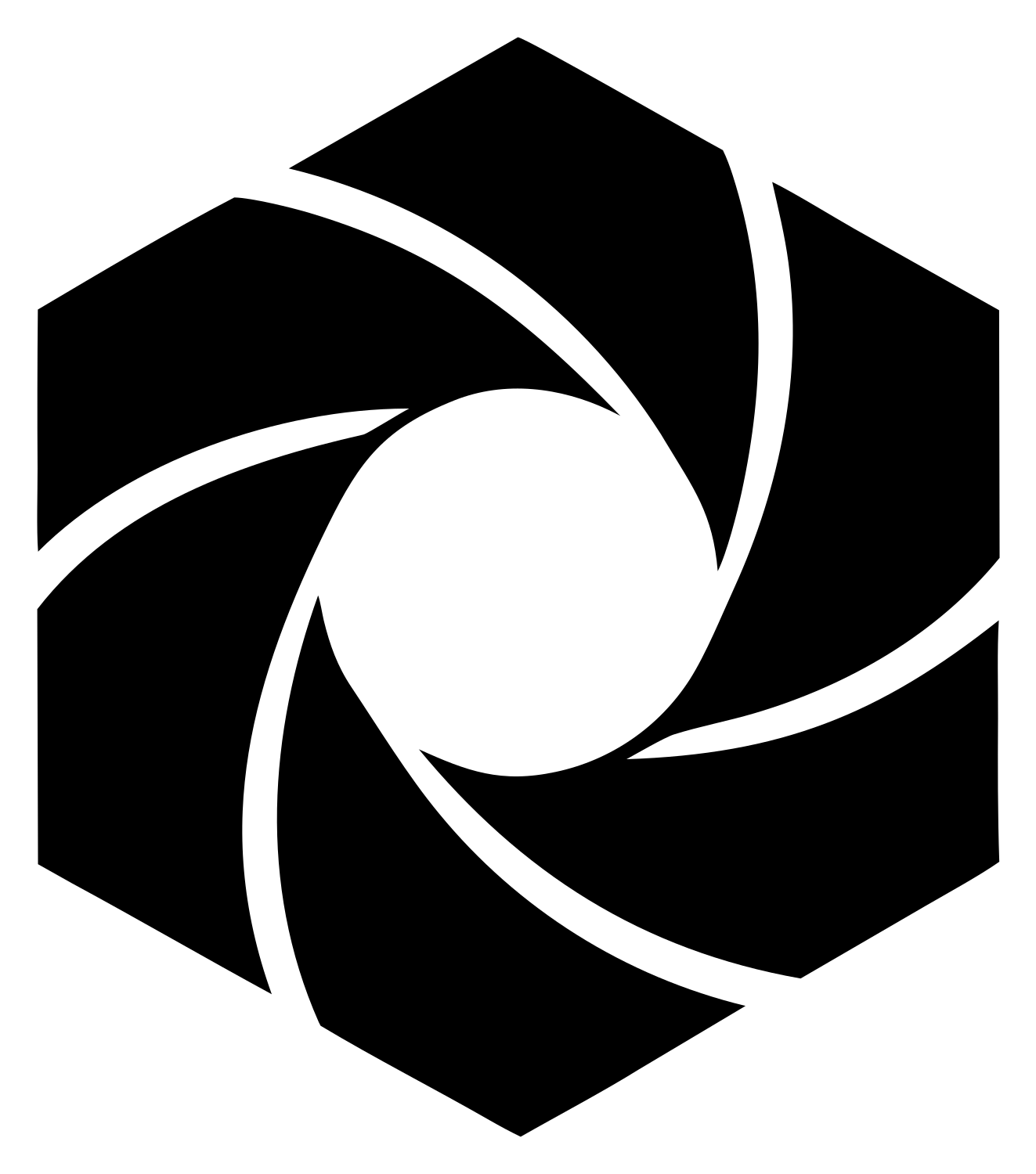 Hexagon Swirl Spiral Logo #ffffff/#000000
