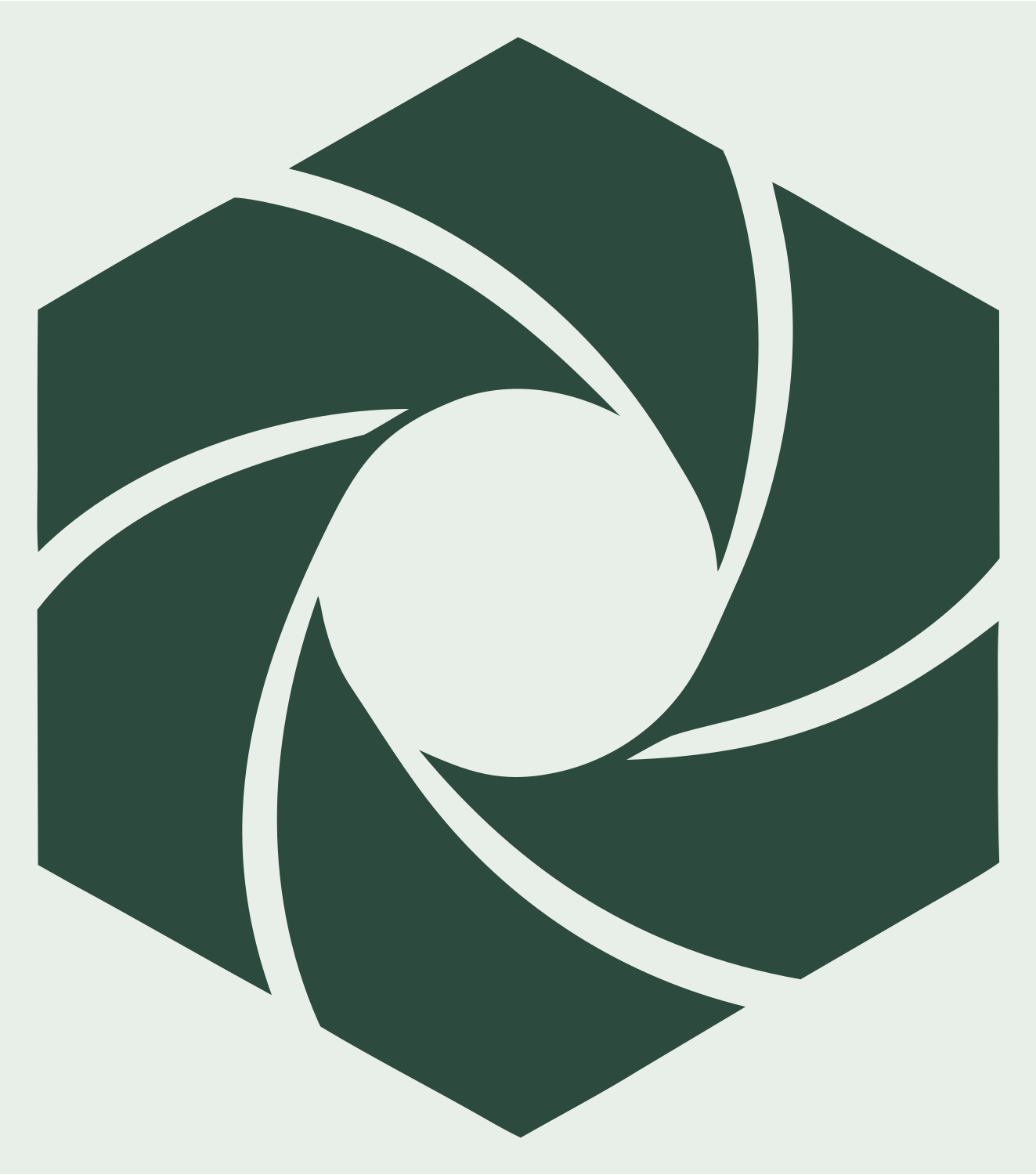 Hexagon Swirl Spiral Logo #e8efe9/#2d4a3e