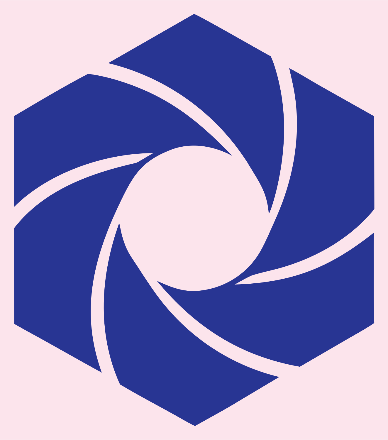 Hexagon Swirl Spiral Logo #fce4ec/#283593