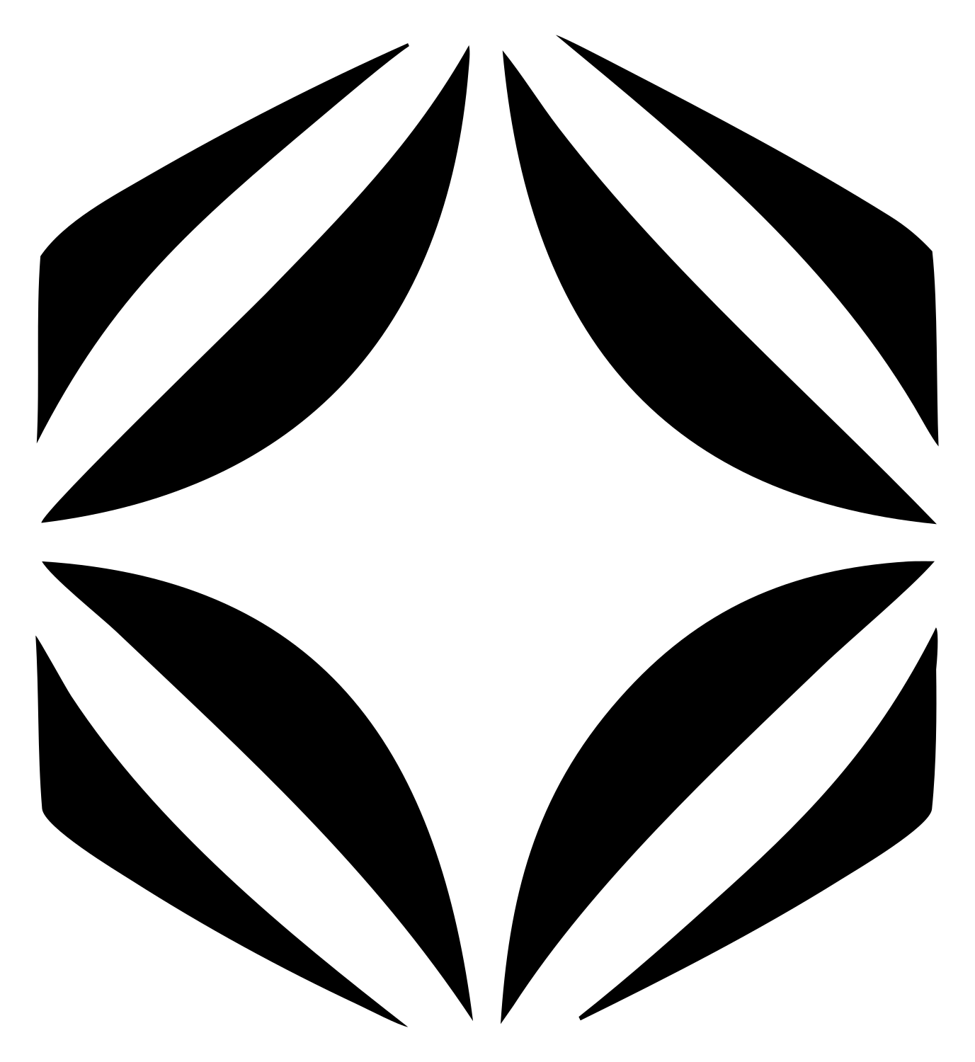 Hexagon Trio Stacked Logo #ffffff/#000000