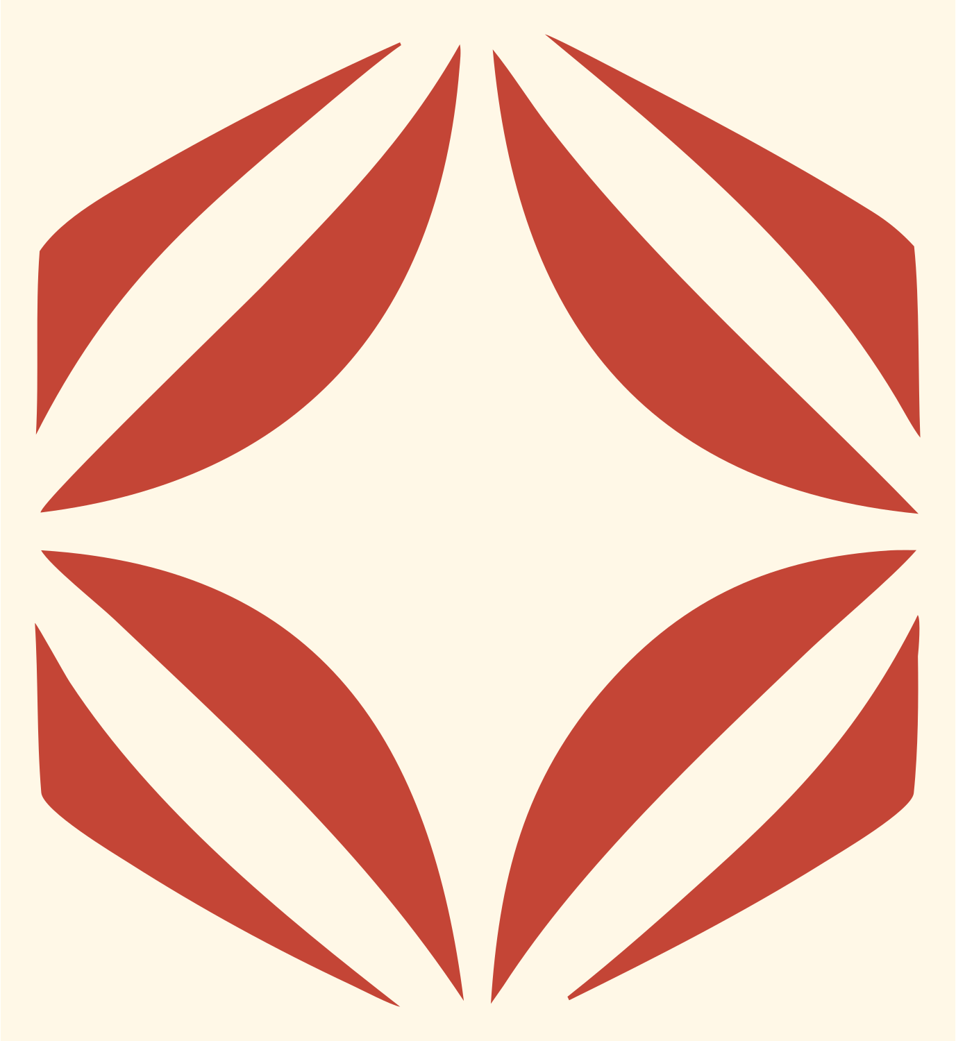 Hexagon Trio Stacked Logo #fff8e7/#c44536