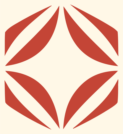 Hexagon Trio Stacked Logo #fff8e7/#c44536
