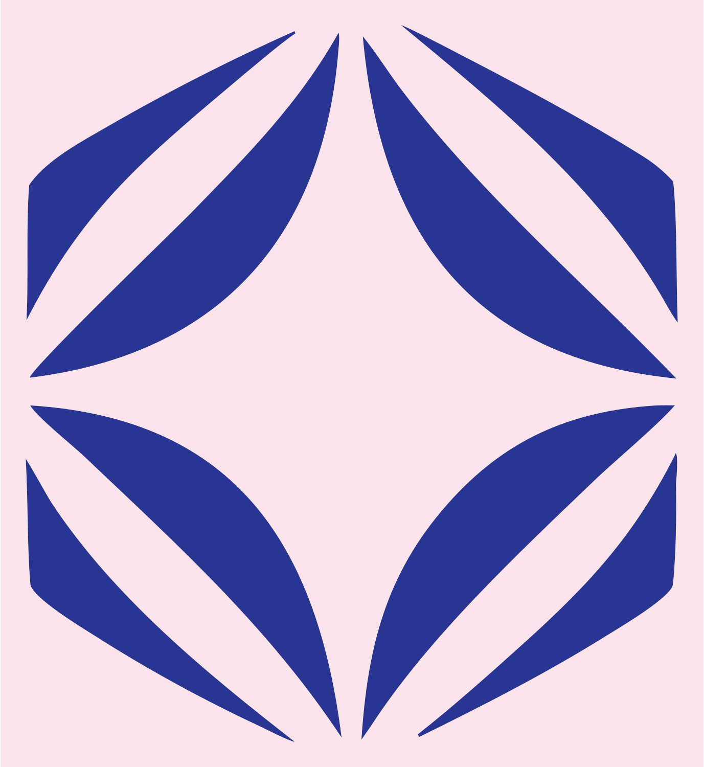 Hexagon Trio Stacked Logo #fce4ec/#283593