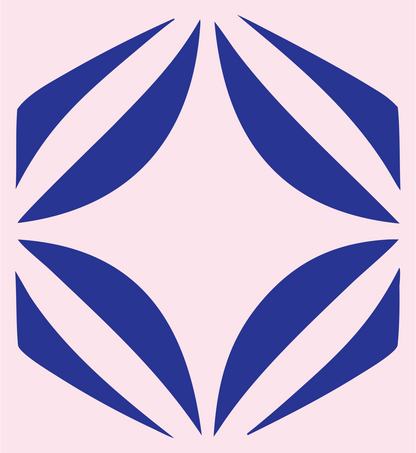 Hexagon Trio Stacked Logo #fce4ec/#283593