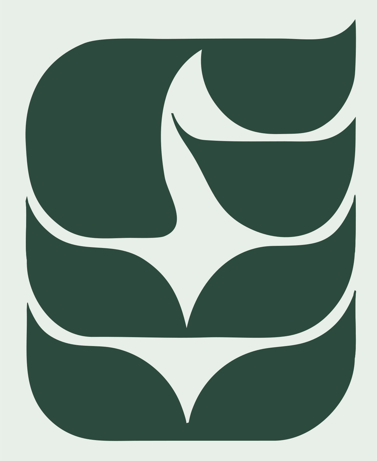 Four Petal Star Chip Logo #e8efe9/#2d4a3e