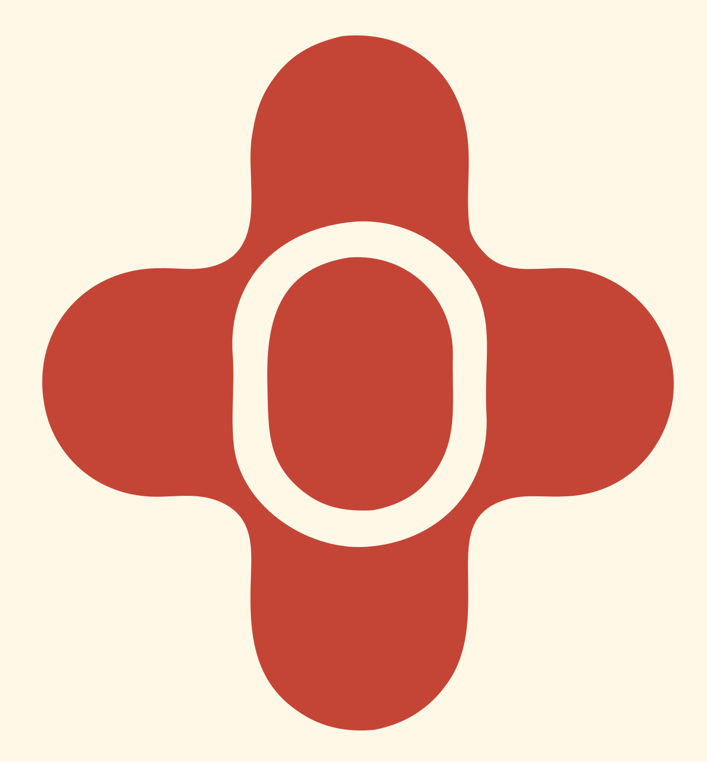 Rounded Cross Ring Logo #fff8e7/#c44536