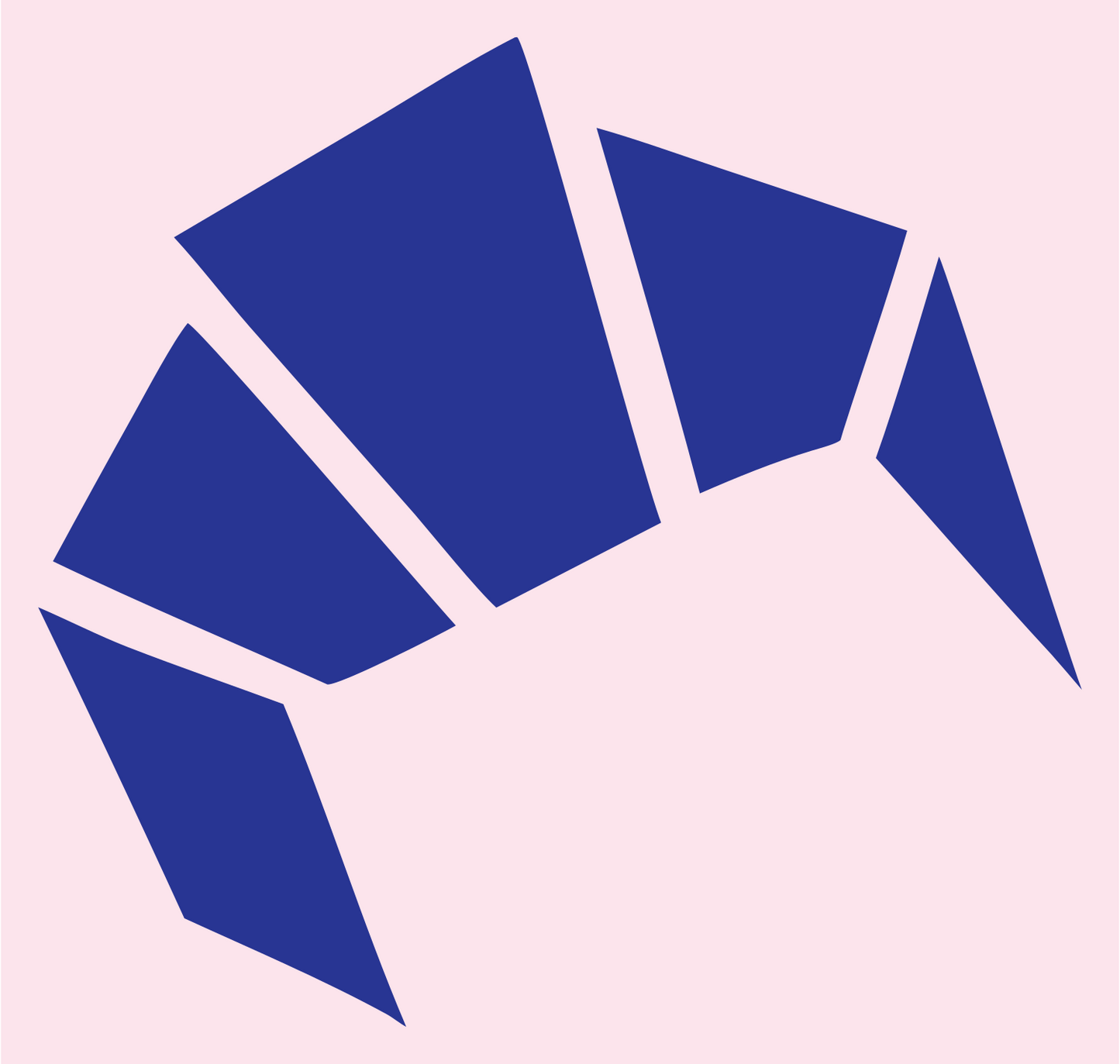 Geometric Croissant Logo #fce4ec/#283593