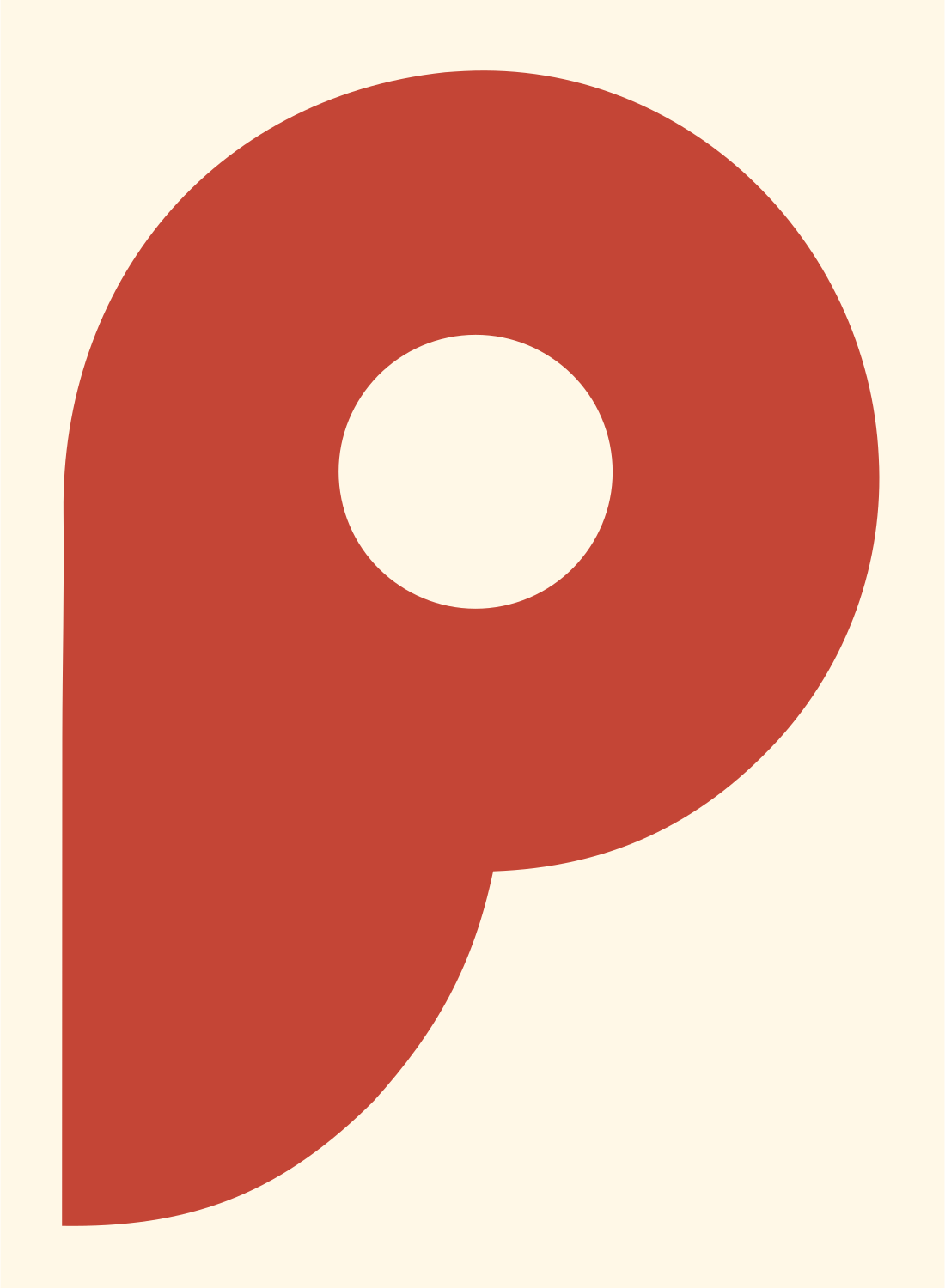 Letter P Bagel Logo #fff8e7/#c44536
