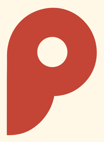 Letter P Bagel Logo #fff8e7/#c44536