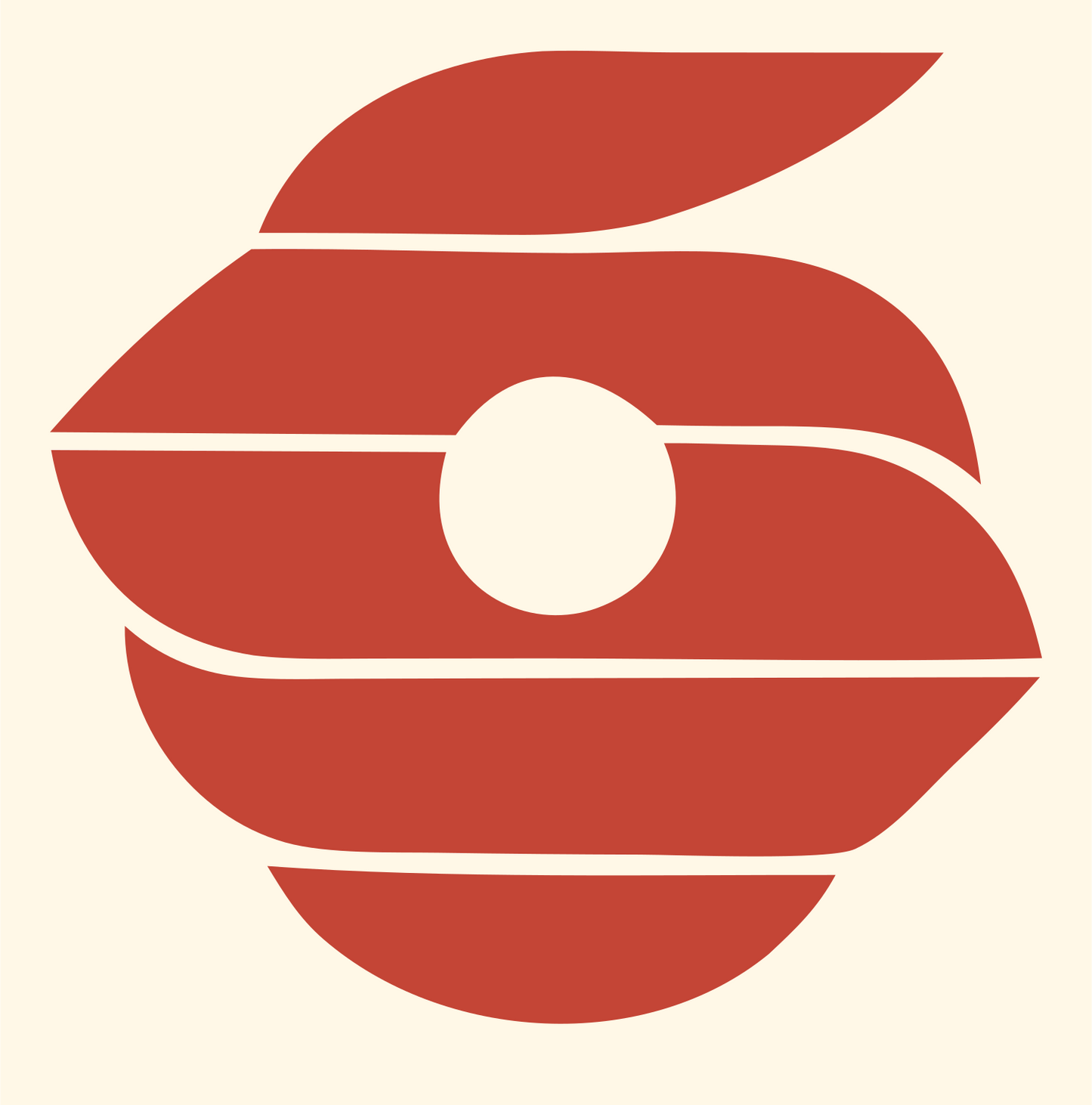 Striped Bagel Circle Logo #fff8e7/#c44536