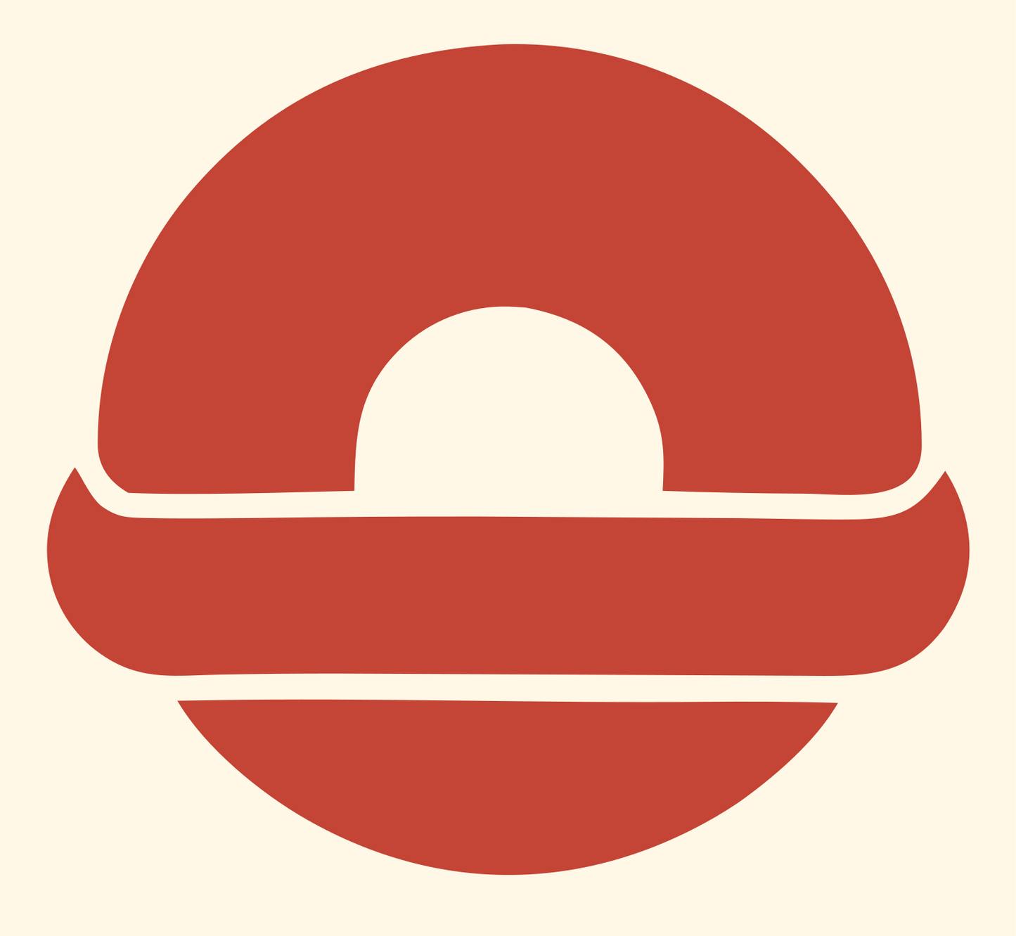 Split Circle Bagel Logo #fff8e7/#c44536