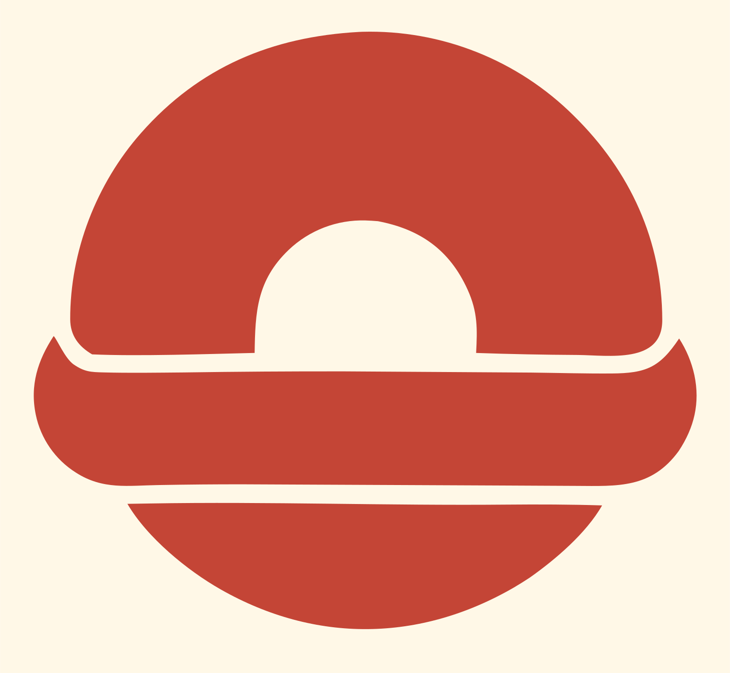 Split Circle Bagel Logo #fff8e7/#c44536