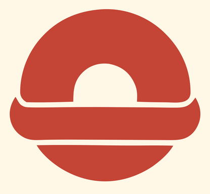 Split Circle Bagel Logo #fff8e7/#c44536