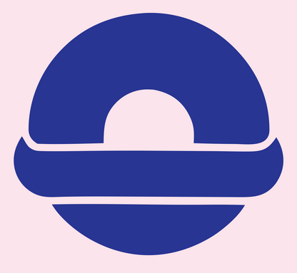 Split Circle Bagel Logo #fce4ec/#283593