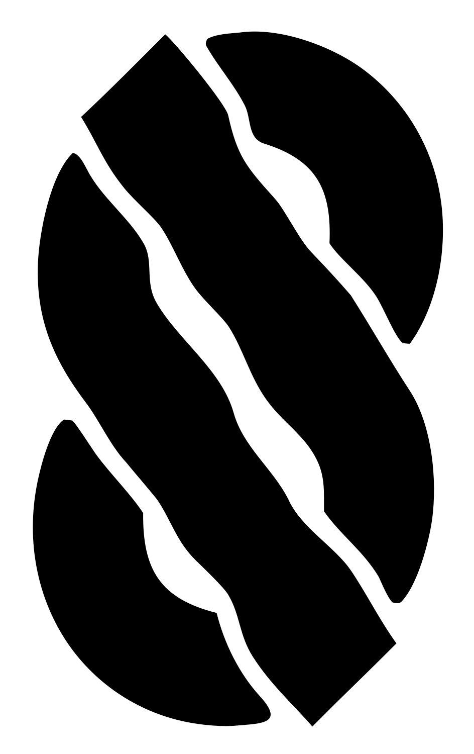 Twisted Pretzel Shape Logo #ffffff/#000000