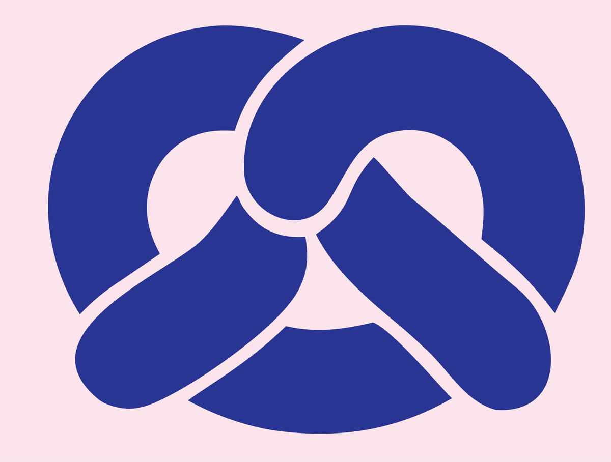 Pretzel Trio Monoline Logo #fce4ec/#283593