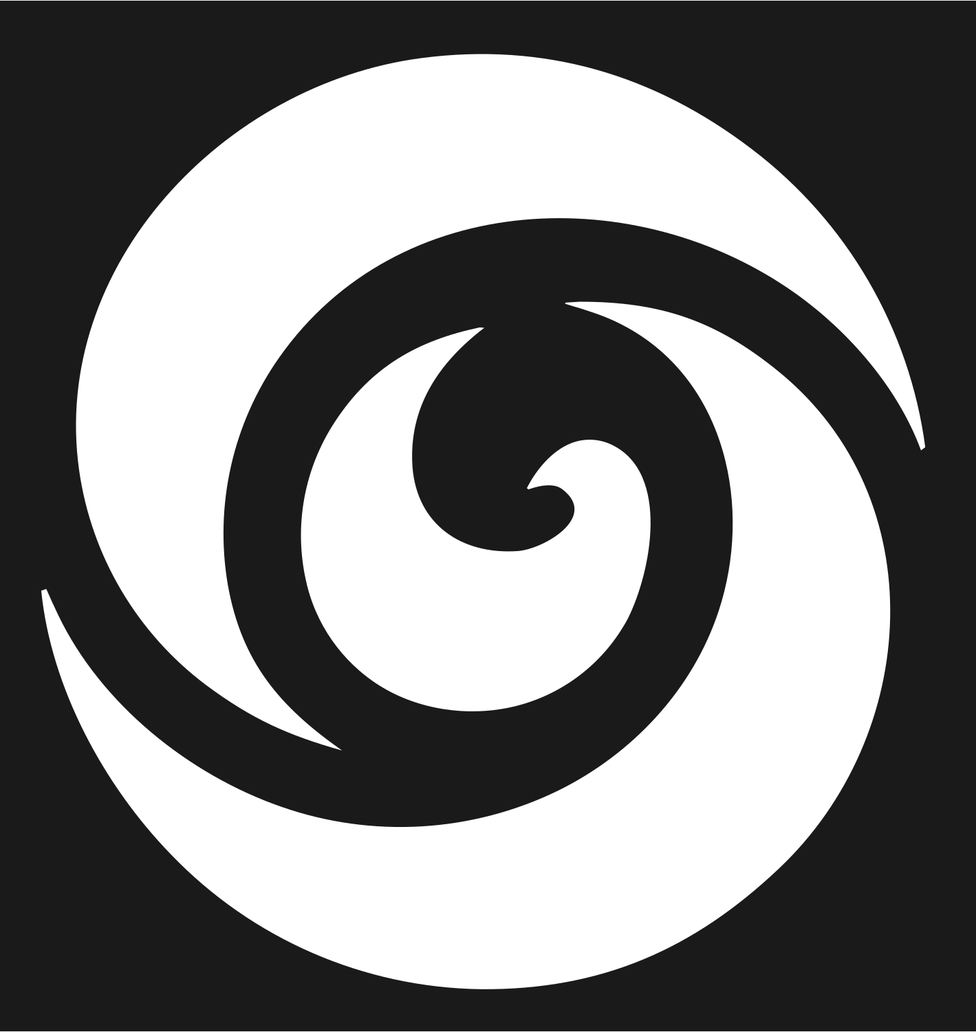 Spiral Wave Negative Space Logo #1a1a1a/#ffffff