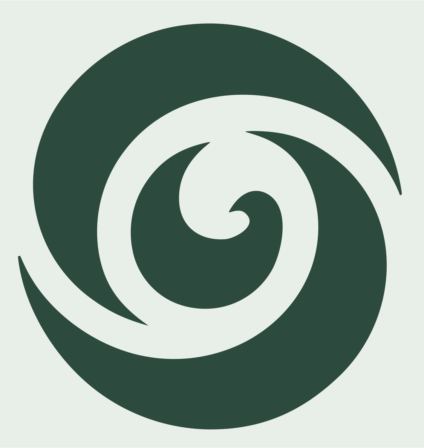 Spiral Wave Negative Space Logo #e8efe9/#2d4a3e