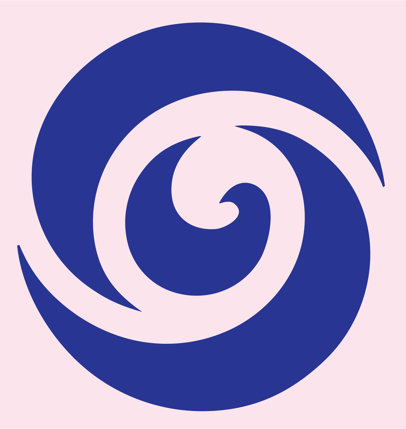 Spiral Wave Negative Space Logo #fce4ec/#283593
