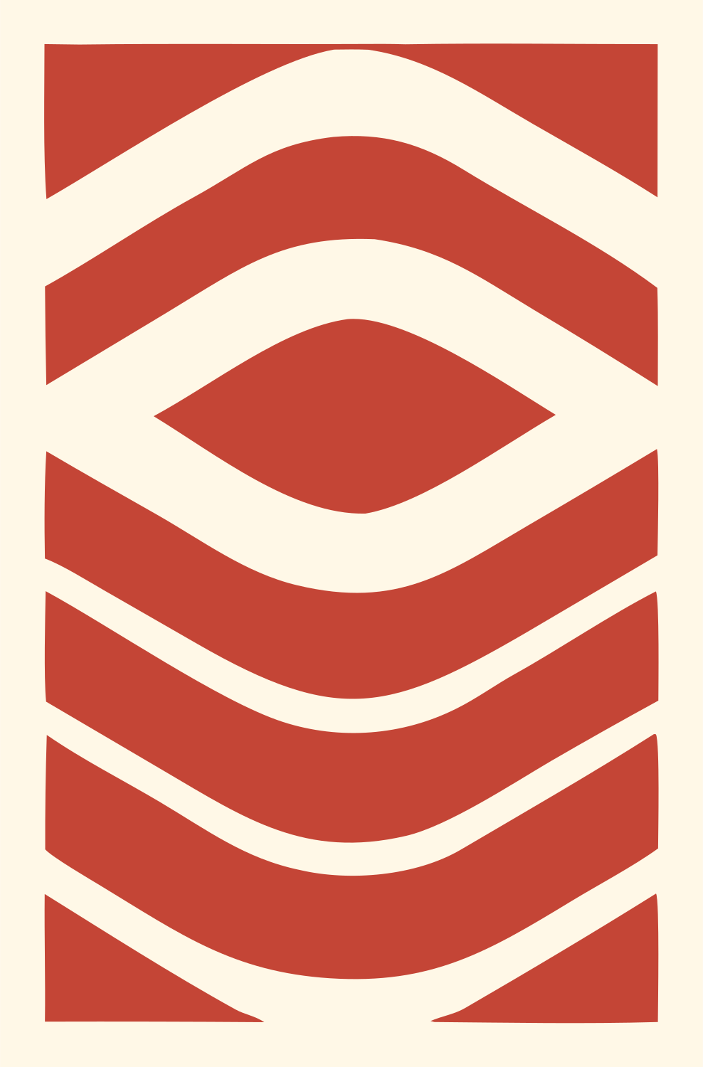 Wave Stack Sushi Roll Logo #fff8e7/#c44536