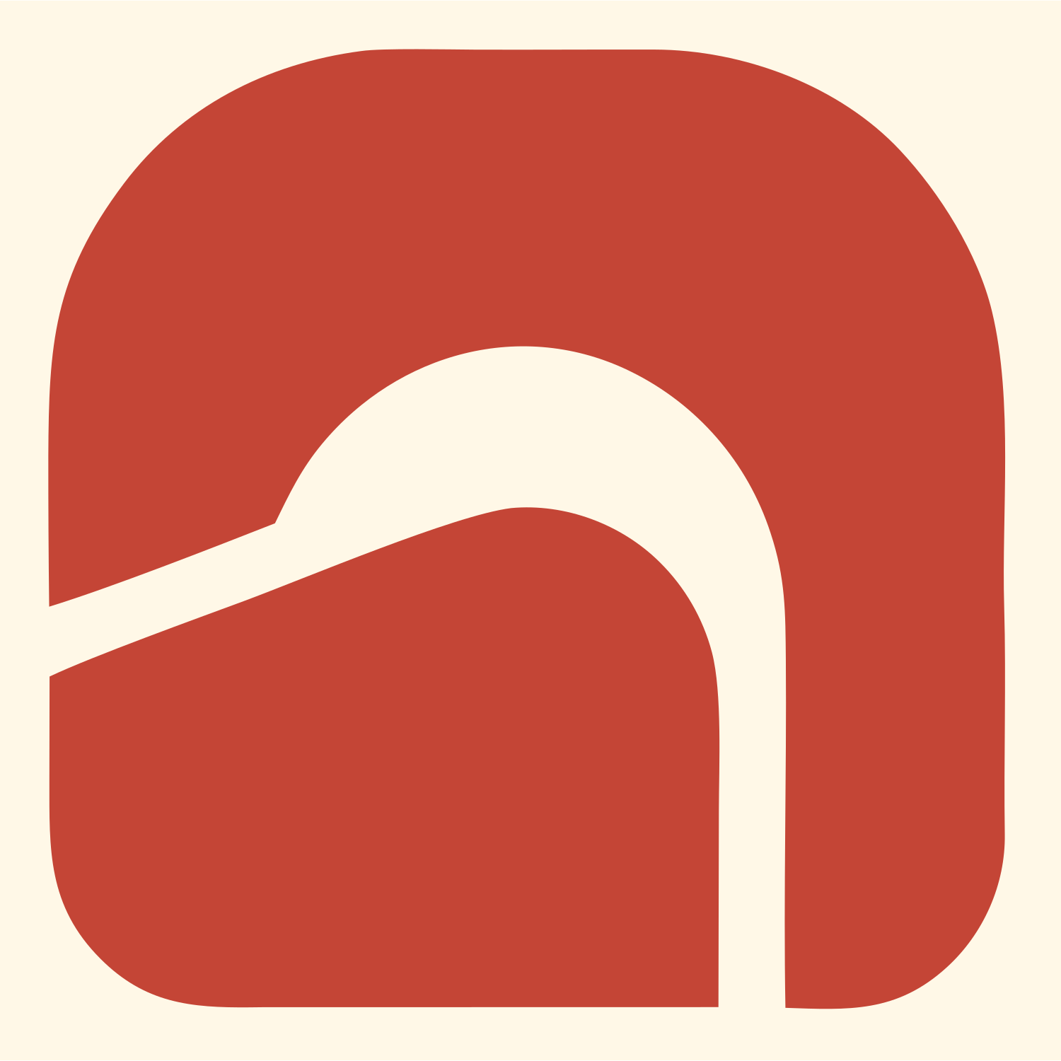 Rounded Square Arch Logo #fff8e7/#c44536
