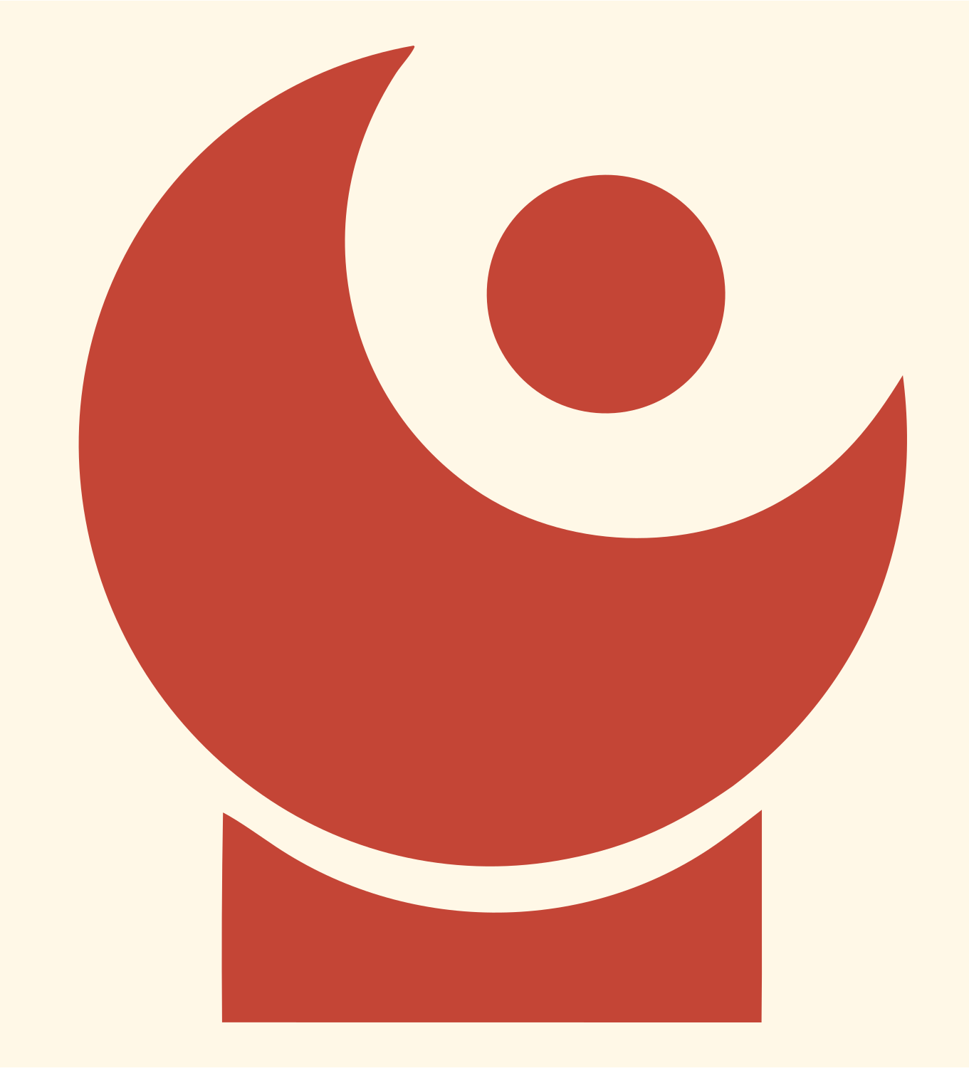 Crescent Moon Taco Logo #fff8e7/#c44536