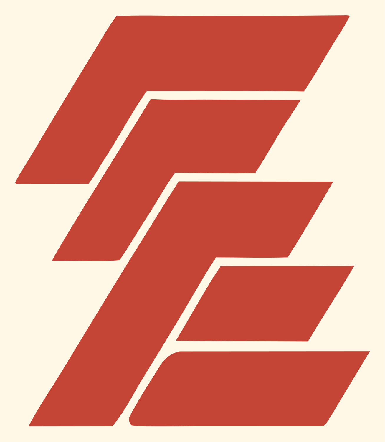 Layered Overlap Hockey Stick Logo #fff8e7/#c44536