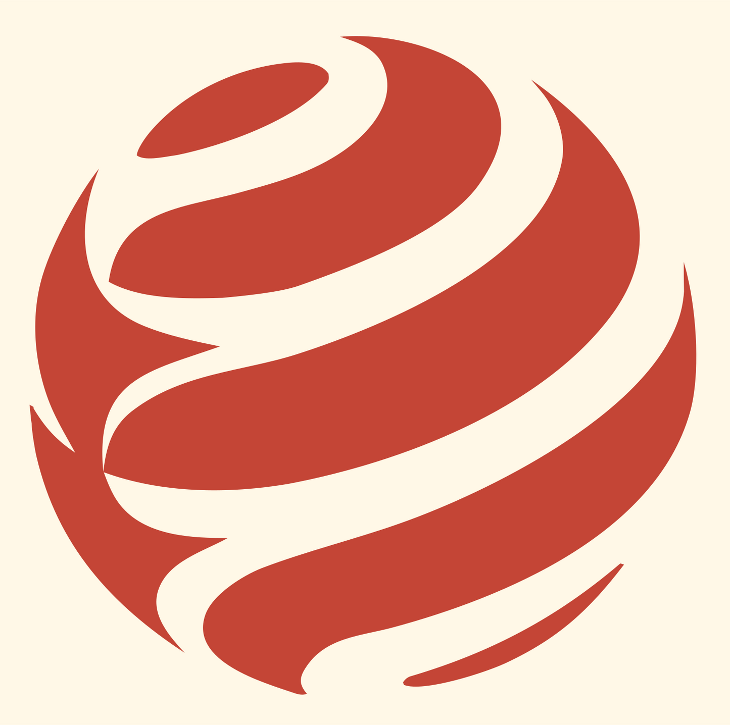Swirling Golf Ball Logo #fff8e7/#c44536