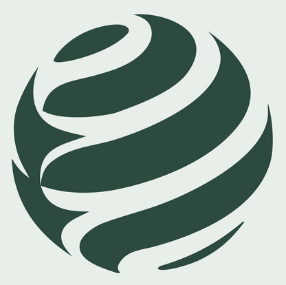 Swirling Golf Ball Logo #e8efe9/#2d4a3e