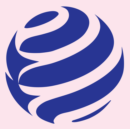 Swirling Golf Ball Logo #fce4ec/#283593