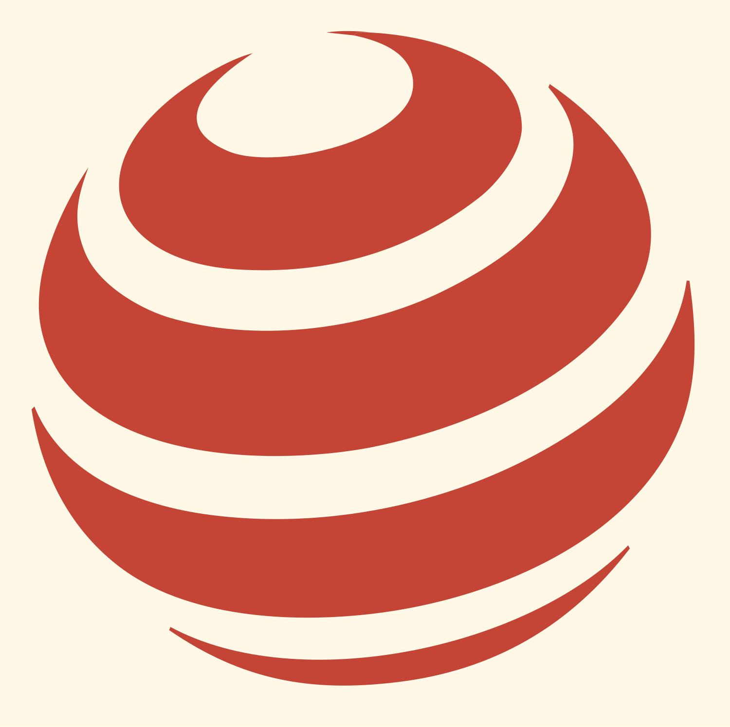 Banded Sphere Globe Logo #fff8e7/#c44536