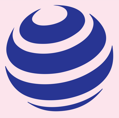 Banded Sphere Globe Logo #fce4ec/#283593