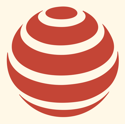 Layered Golf Ball Logo #fff8e7/#c44536