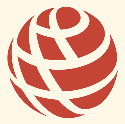 Globe Grid Golf Ball Logo #fff8e7/#c44536