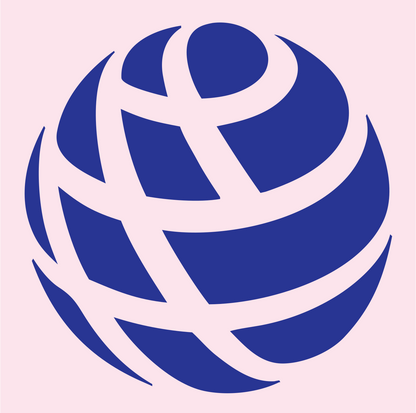 Globe Grid Golf Ball Logo #fce4ec/#283593