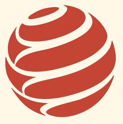 Spiral Wrapped Sphere Logo #fff8e7/#c44536