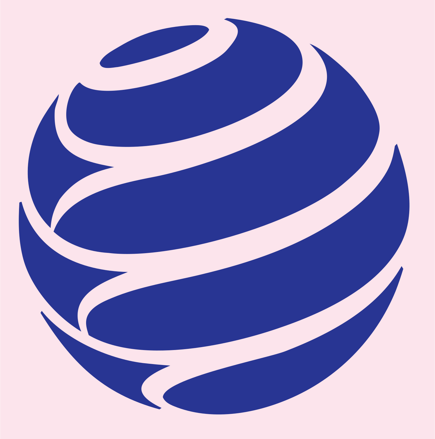 Spiral Wrapped Sphere Logo #fce4ec/#283593