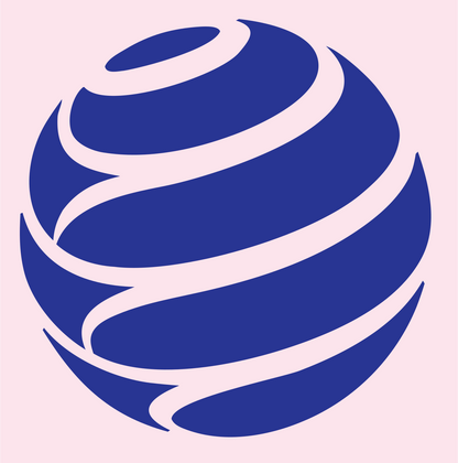 Spiral Wrapped Sphere Logo #fce4ec/#283593