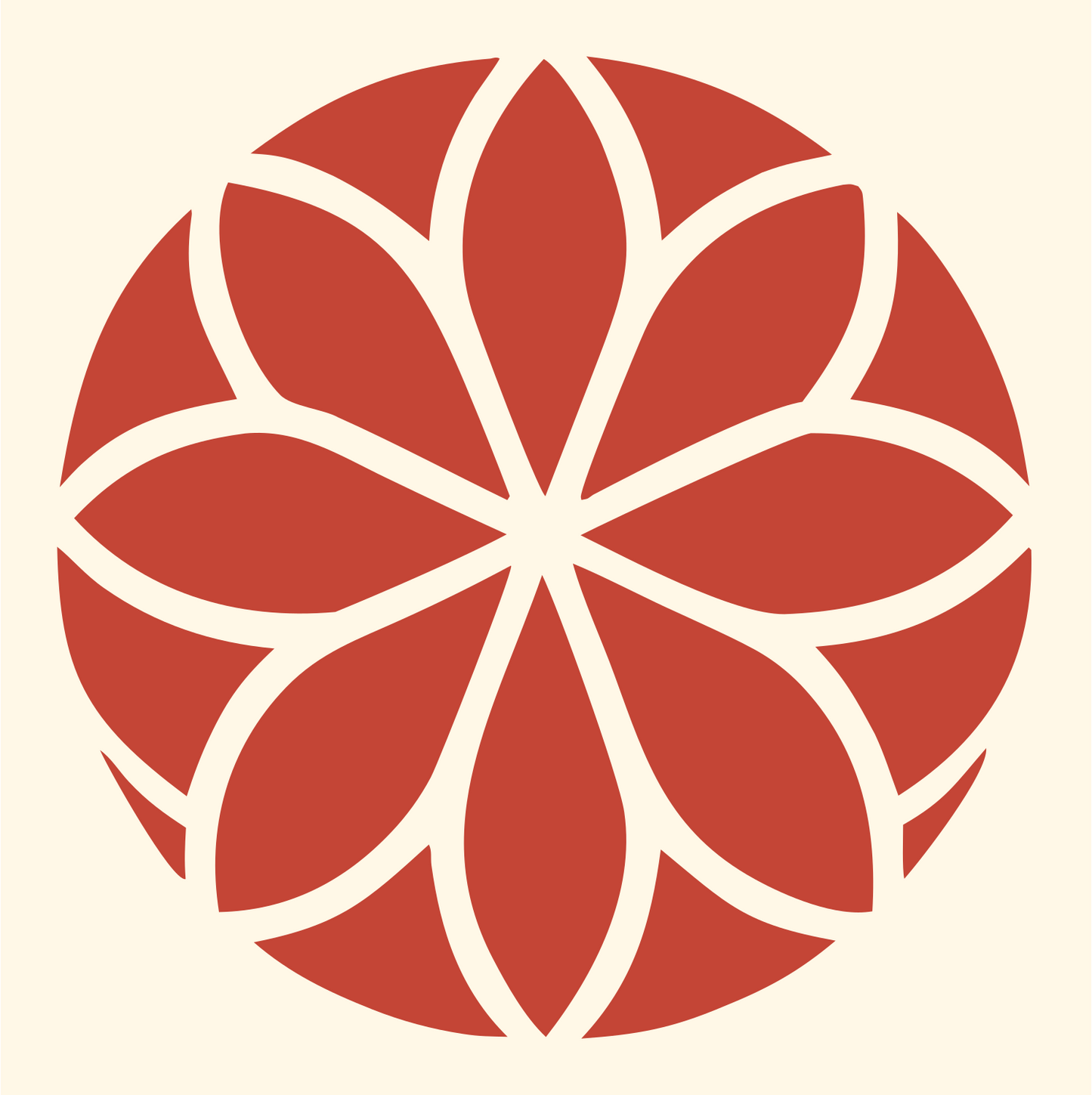 Floral Petal Golf Ball Logo #fff8e7/#c44536