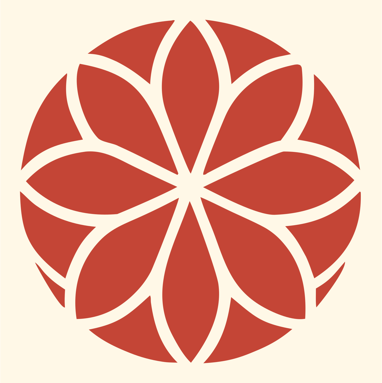 Floral Petal Golf Ball Logo #fff8e7/#c44536