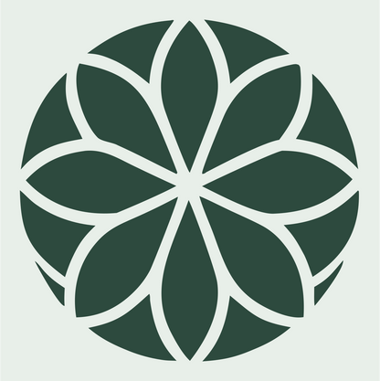 Floral Petal Golf Ball Logo #e8efe9/#2d4a3e