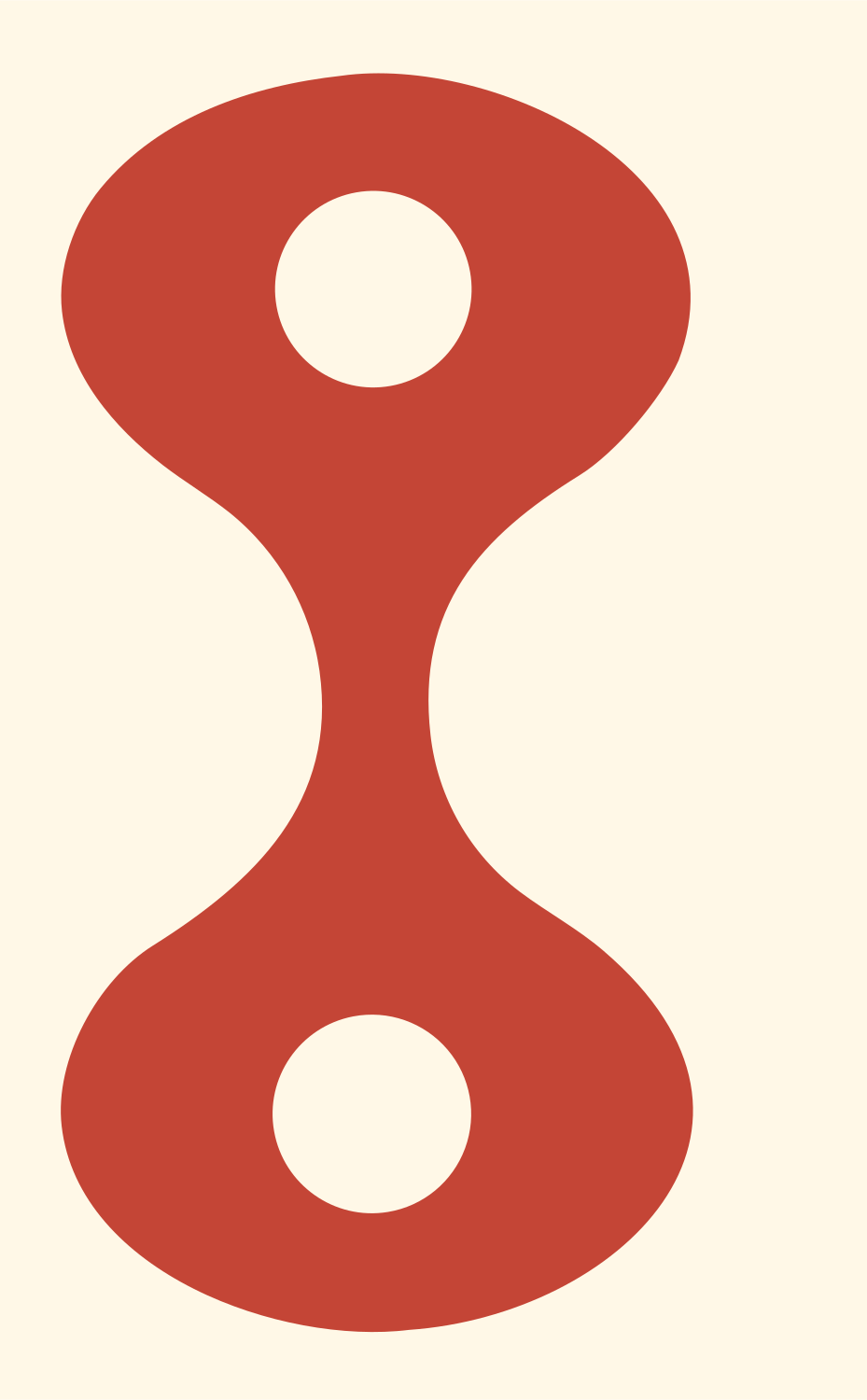 Hourglass Dumbbell Shape Logo #fff8e7/#c44536