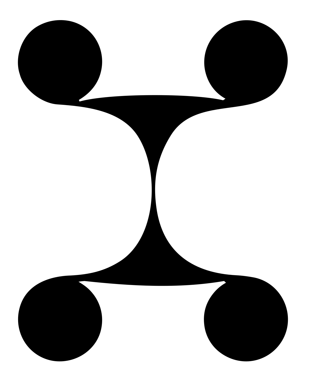 Four Node Dumbbell Logo #ffffff/#000000