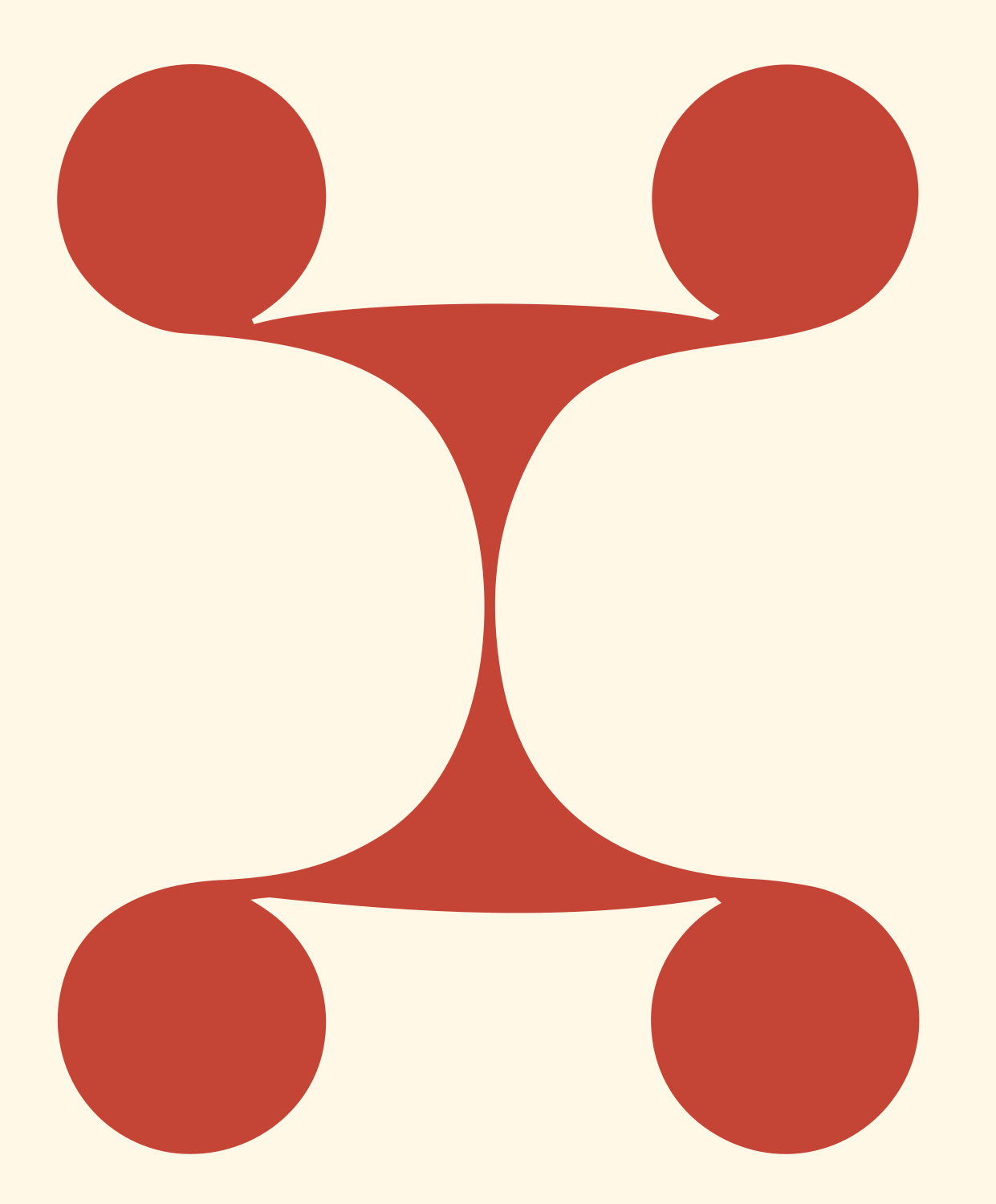 Four Node Dumbbell Logo #fff8e7/#c44536